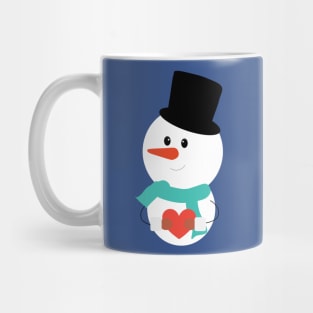 Merry Christmas SnowMan With Heart Mug